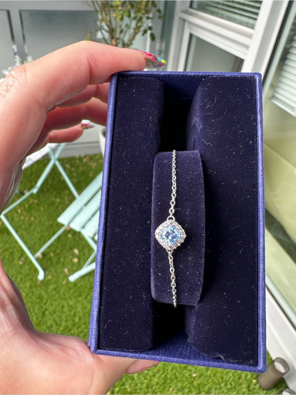 ✨💎 Authentic Swarovski Angelic Cushion-Cut Blue Crystal Bracelet 💎✨